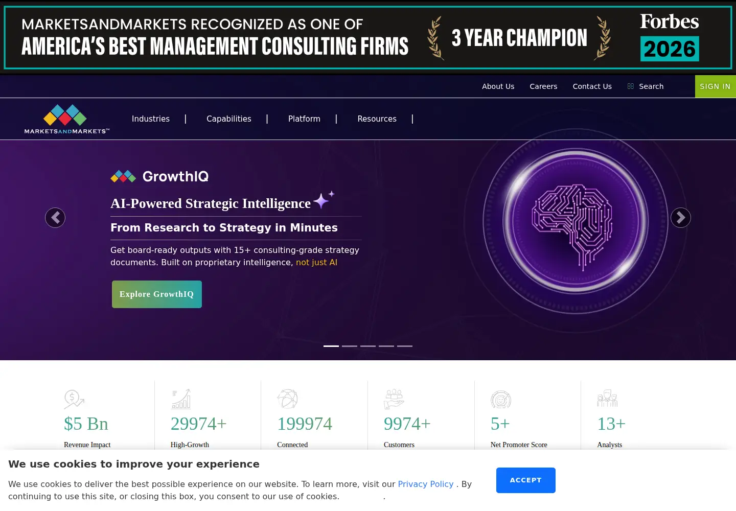 Screenshot of marketsandmarkets.com