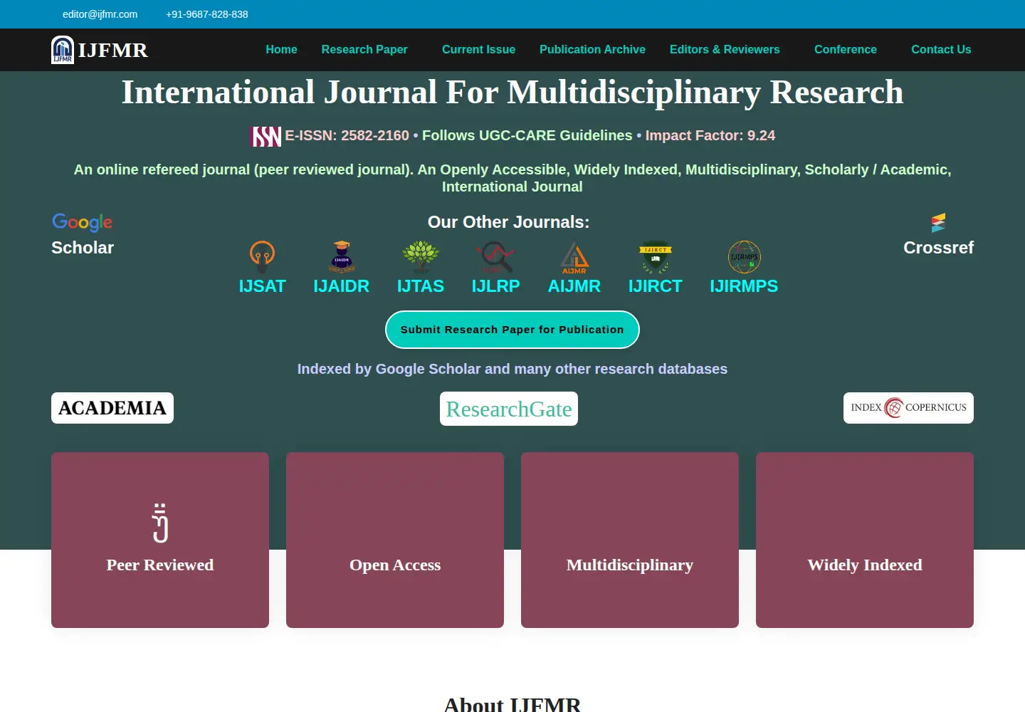 Screenshot of ijfmr.com