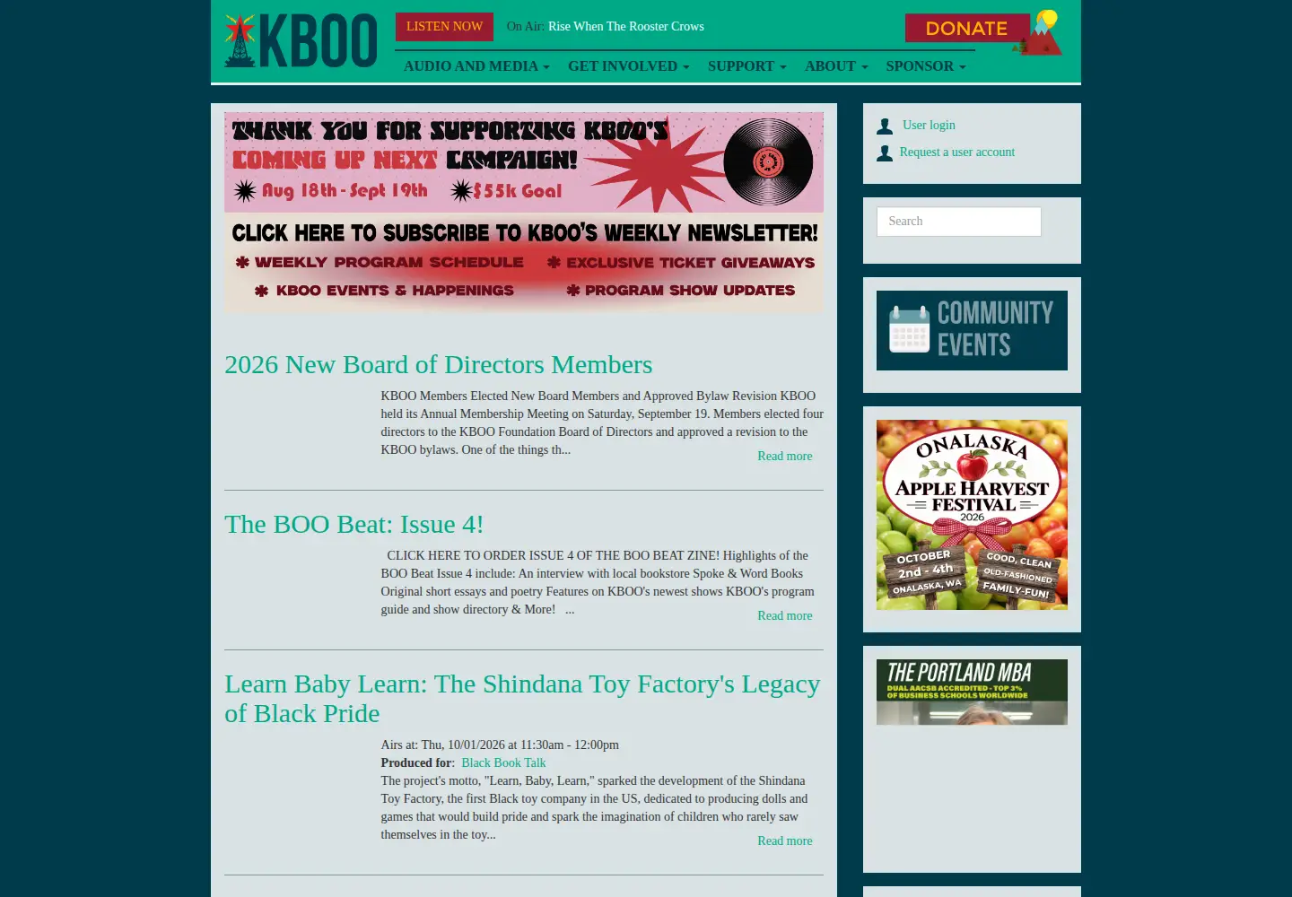 Screenshot of kboo.org