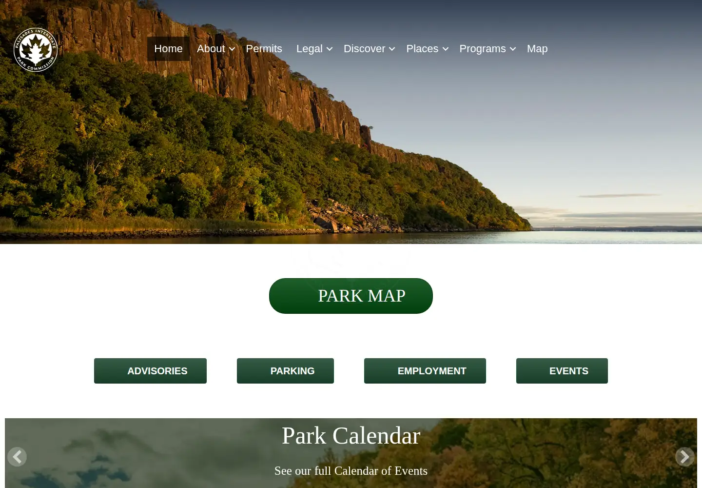 Captured homepage of njpalisades.org in the current scan