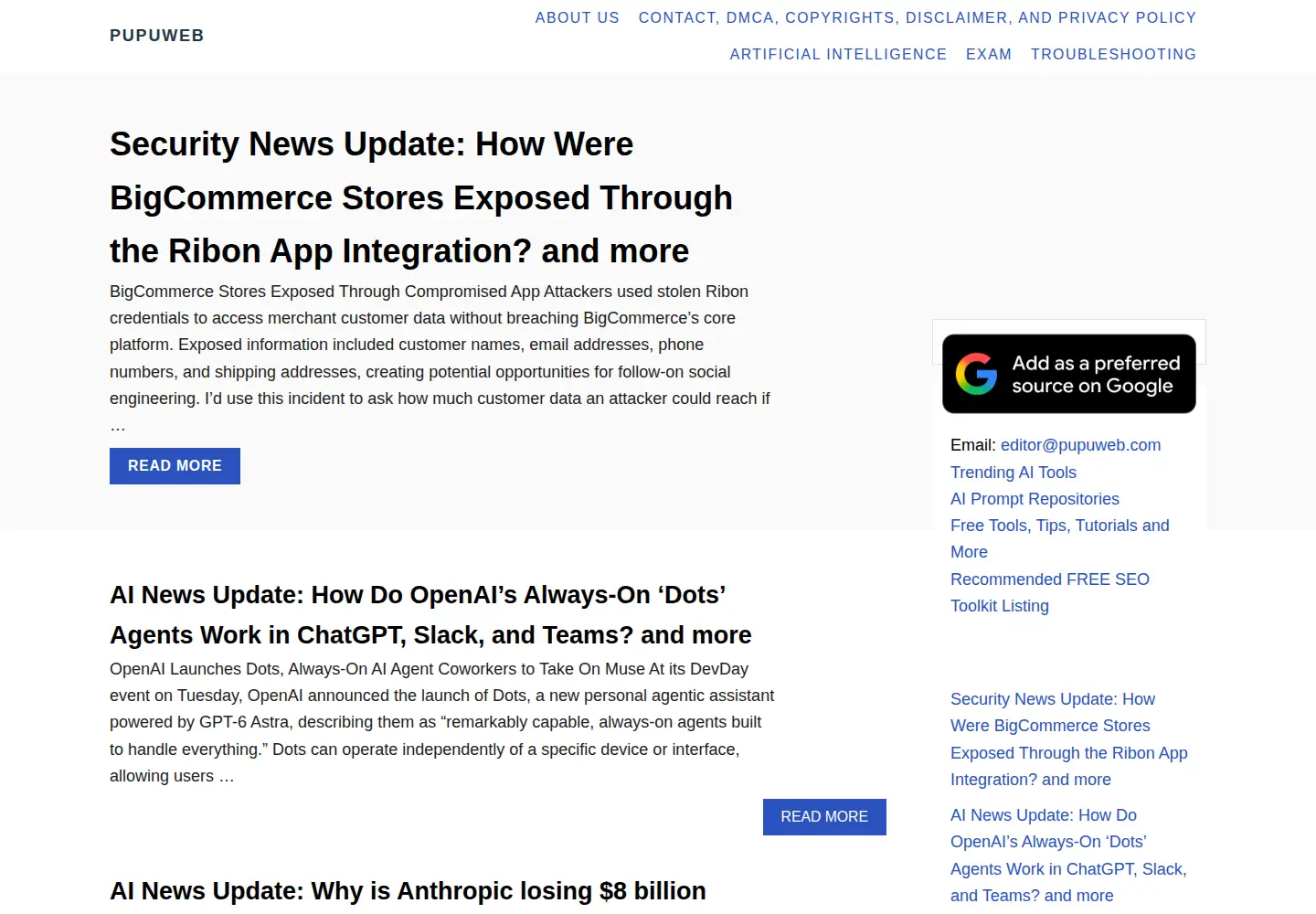 Screenshot of pupuweb.com