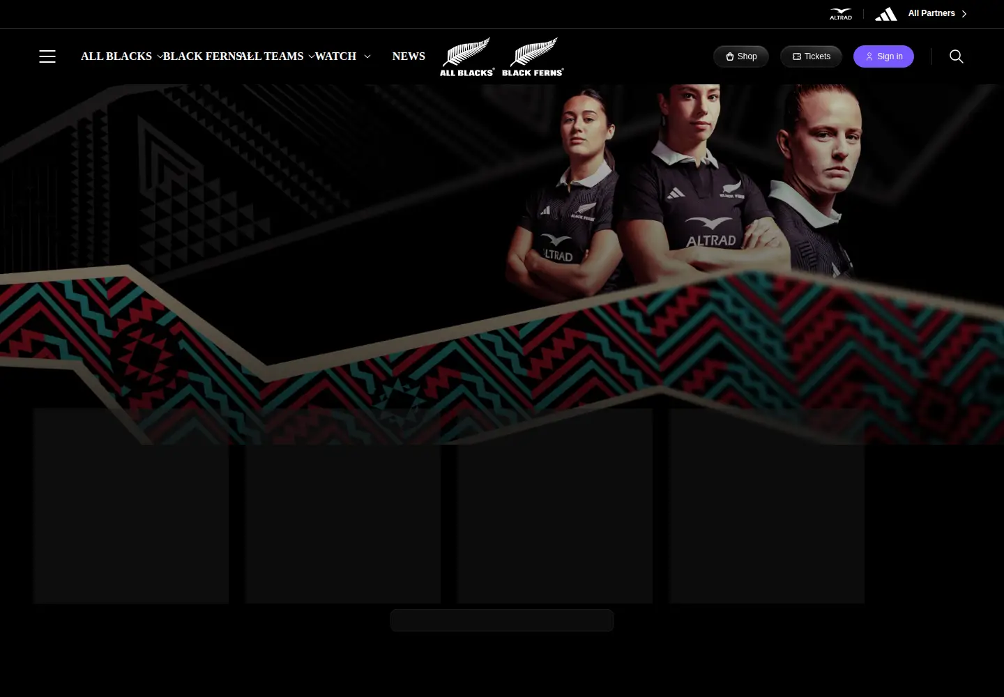 Screenshot of allblacks.com