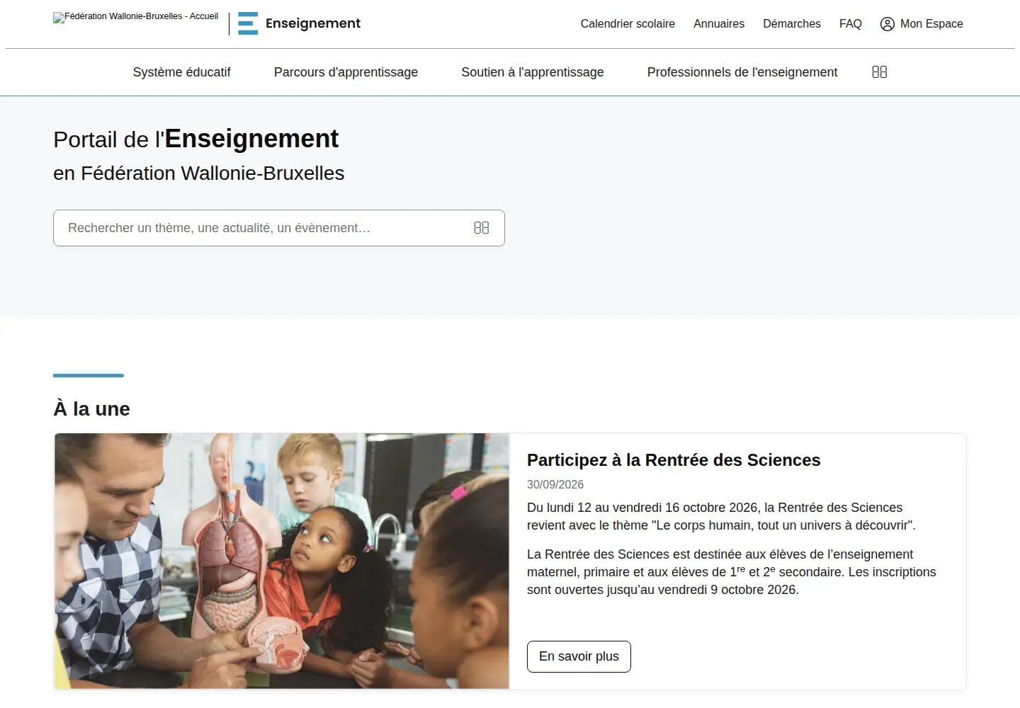 Screenshot of enseignement.be