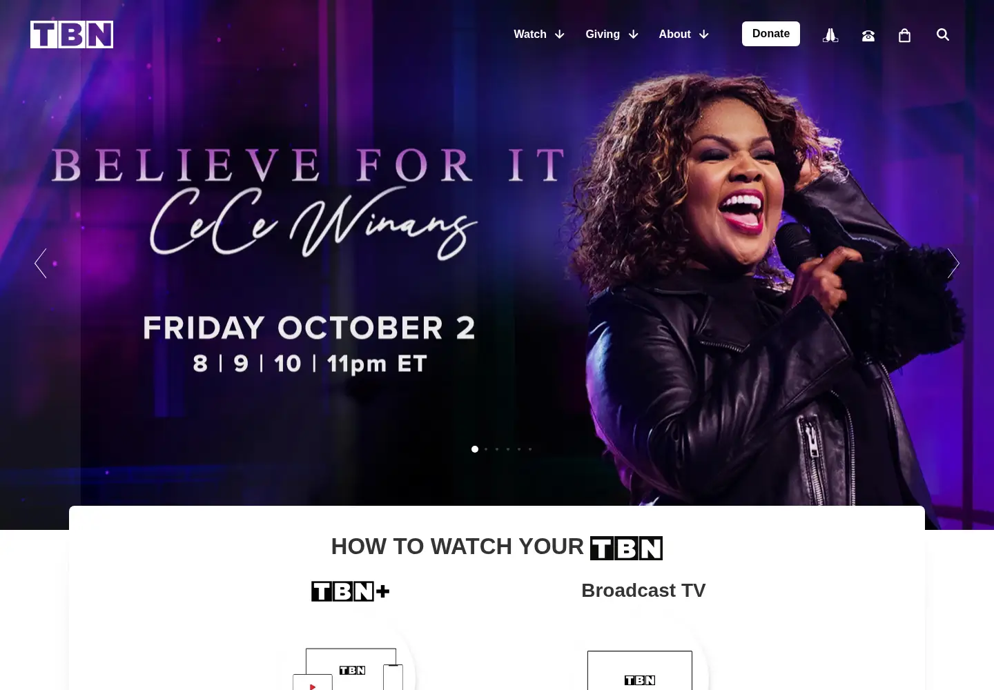 Screenshot of tbn.org