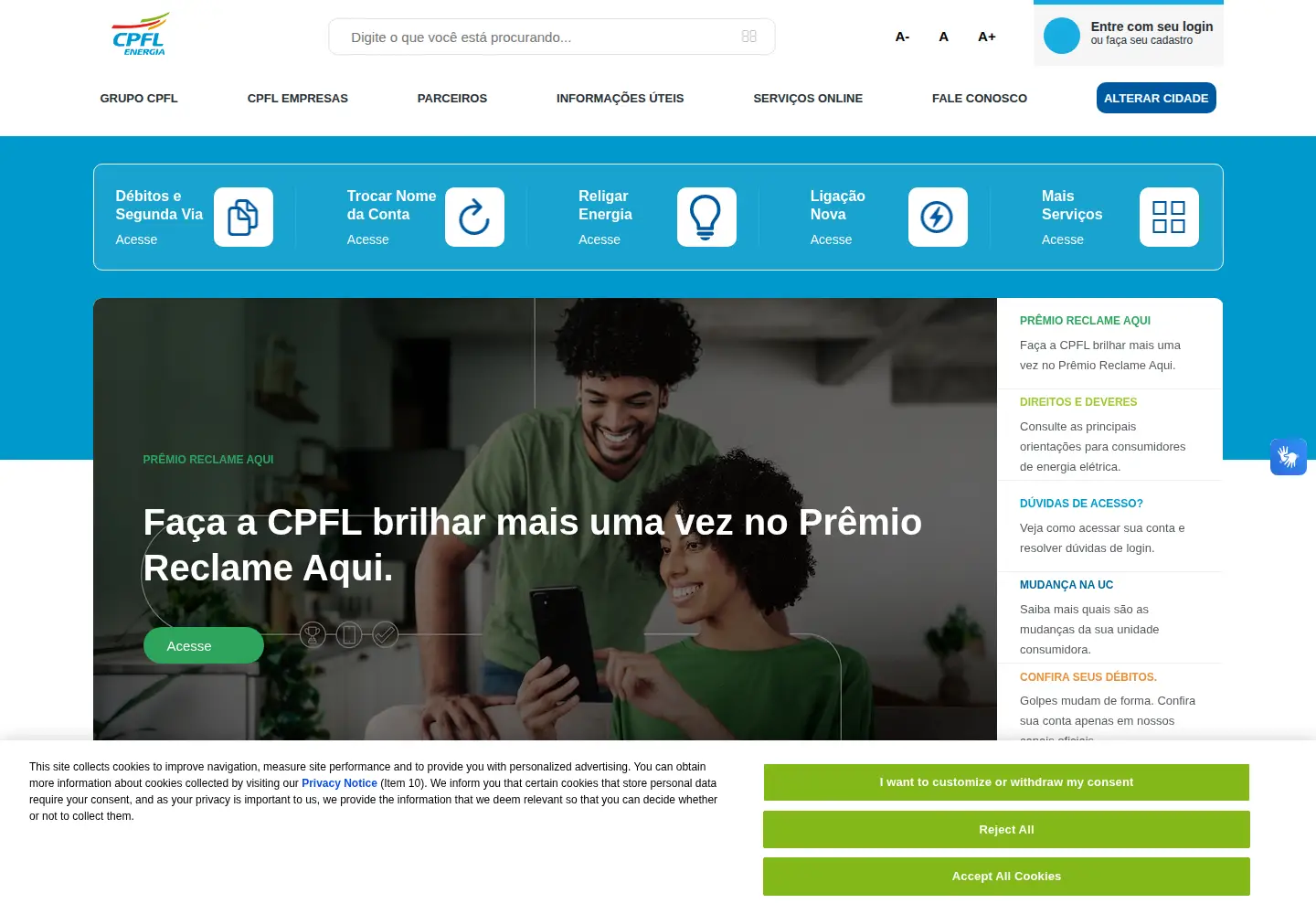 Screenshot of cpfl.com.br