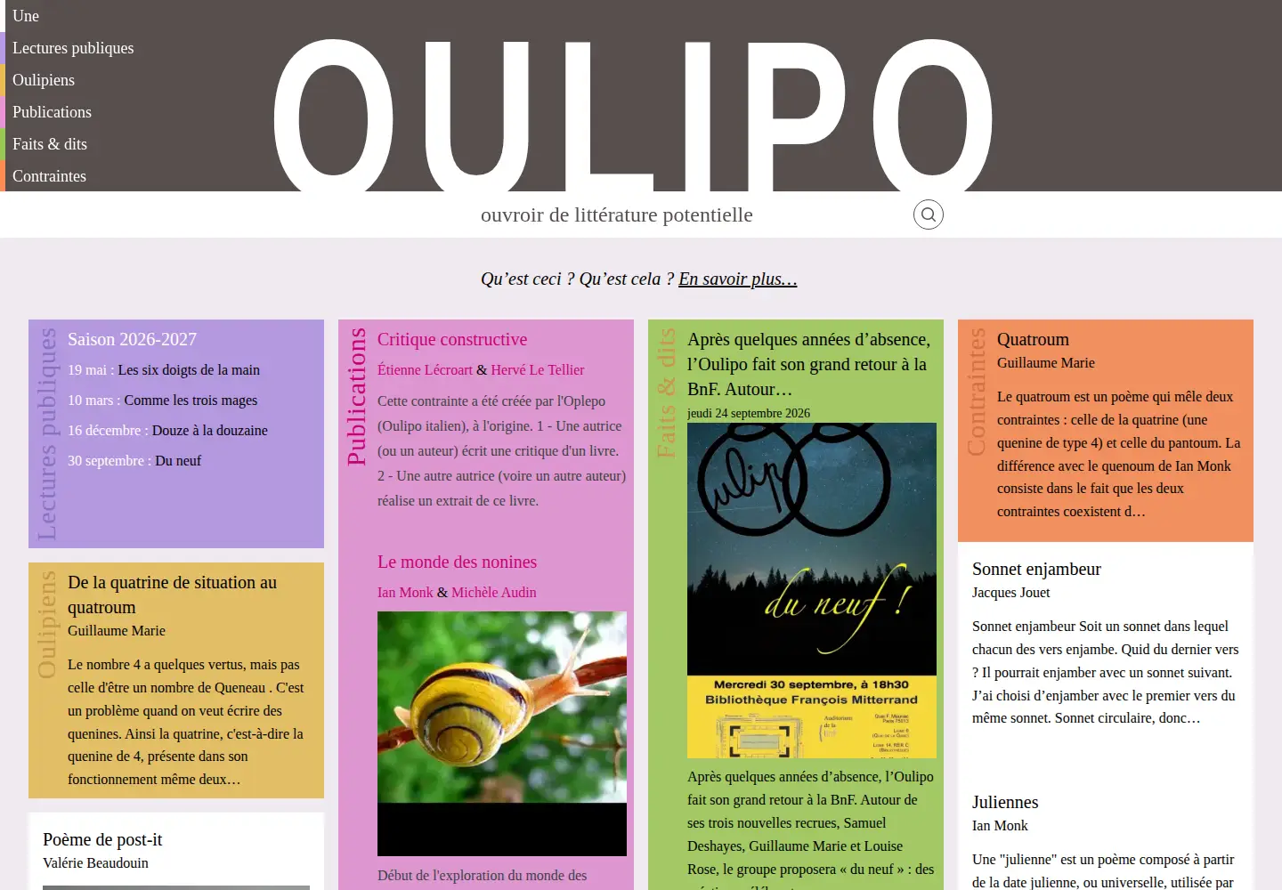 Screenshot of oulipo.net