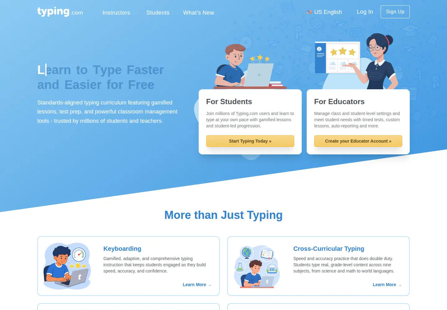Screenshot of typing.com