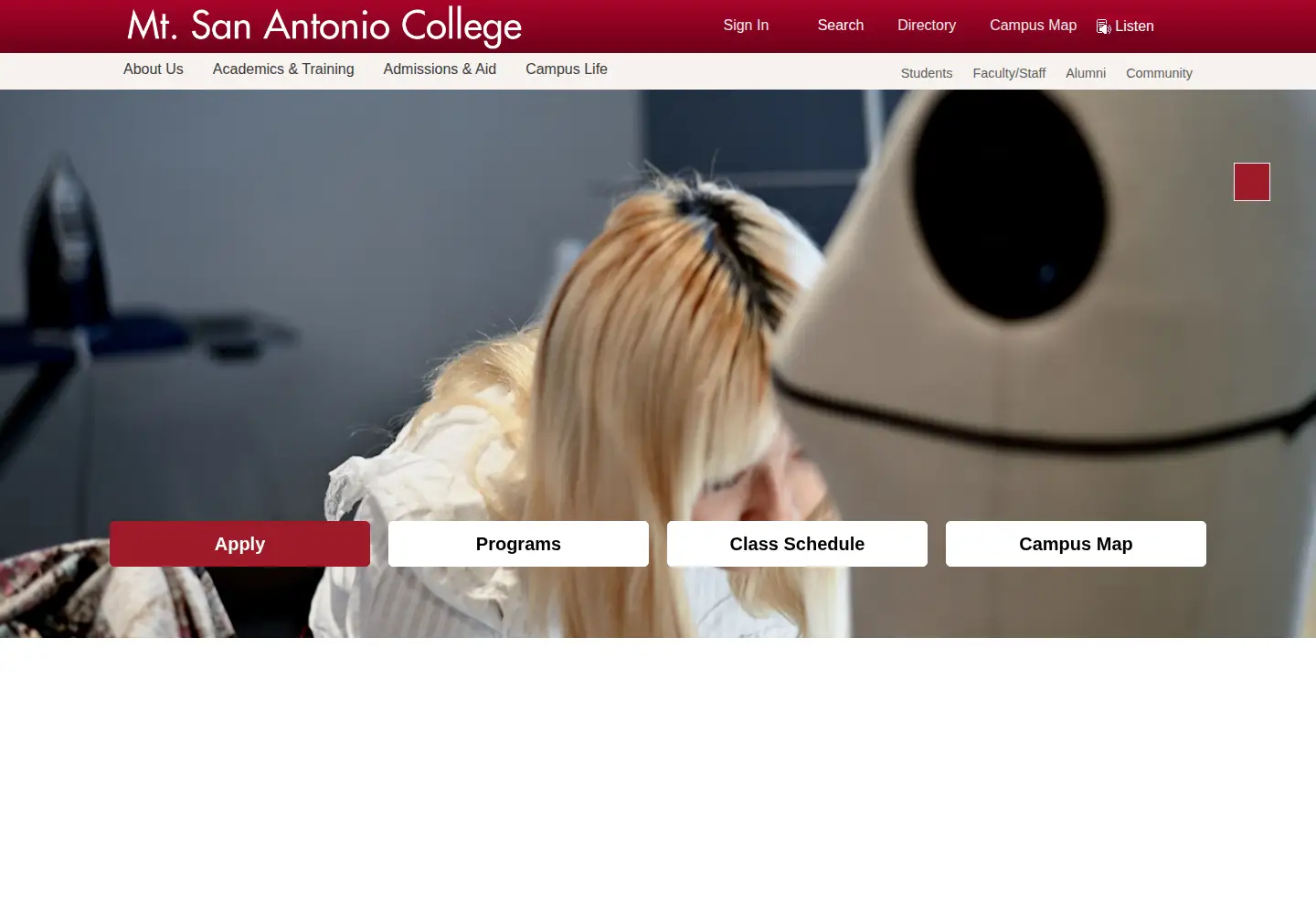Screenshot of mtsac.edu