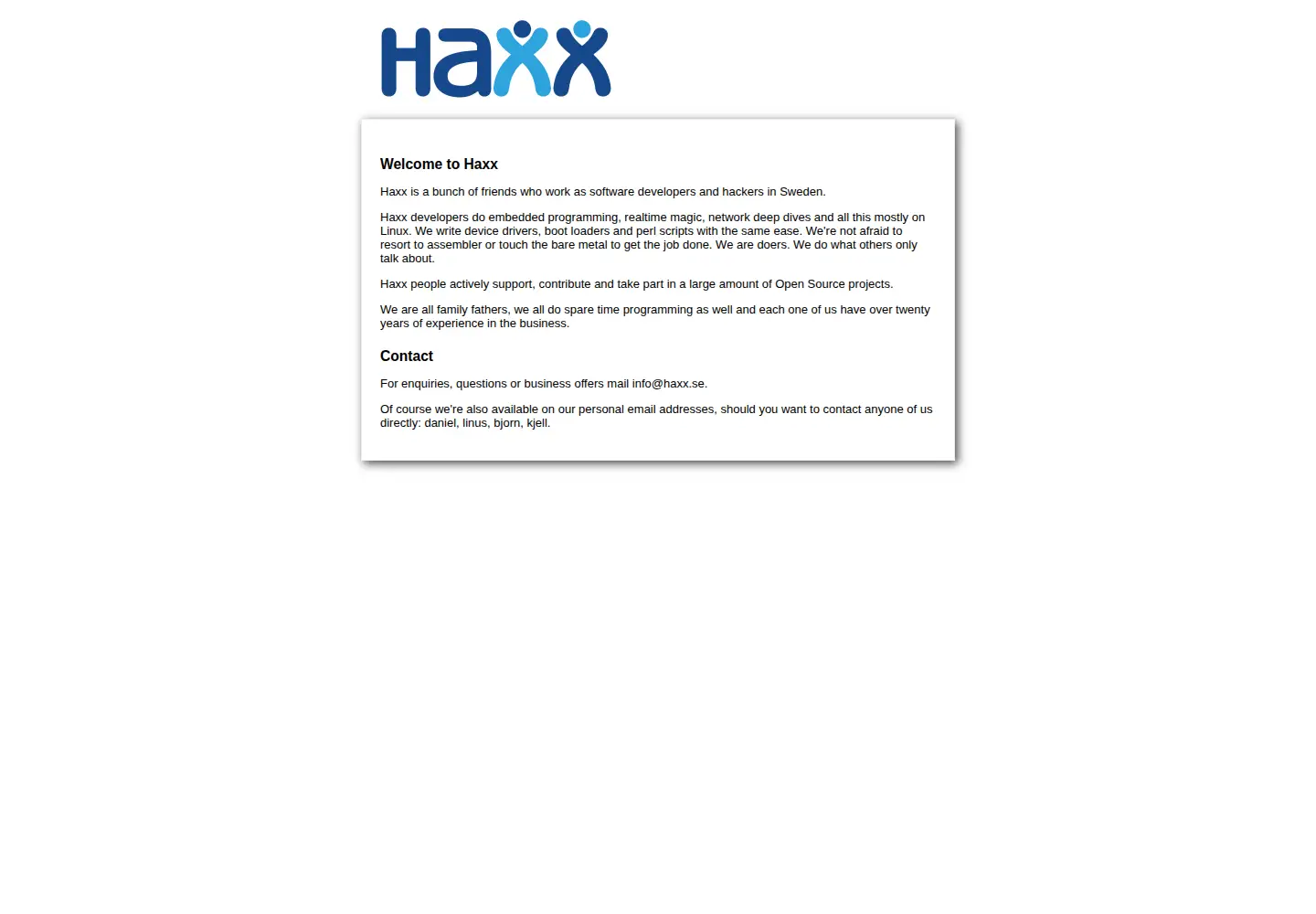 Screenshot of haxx.se