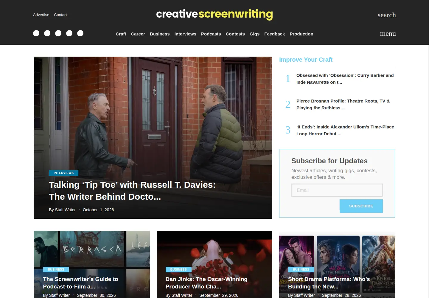 Screenshot of creativescreenwriting.com