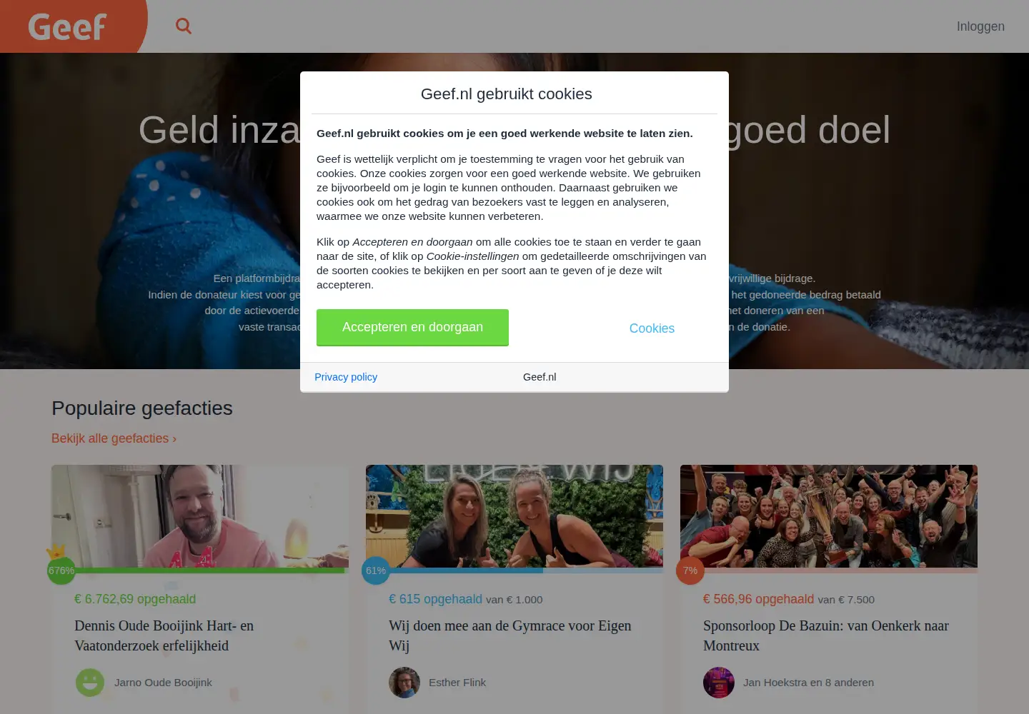 Screenshot of geef.nl