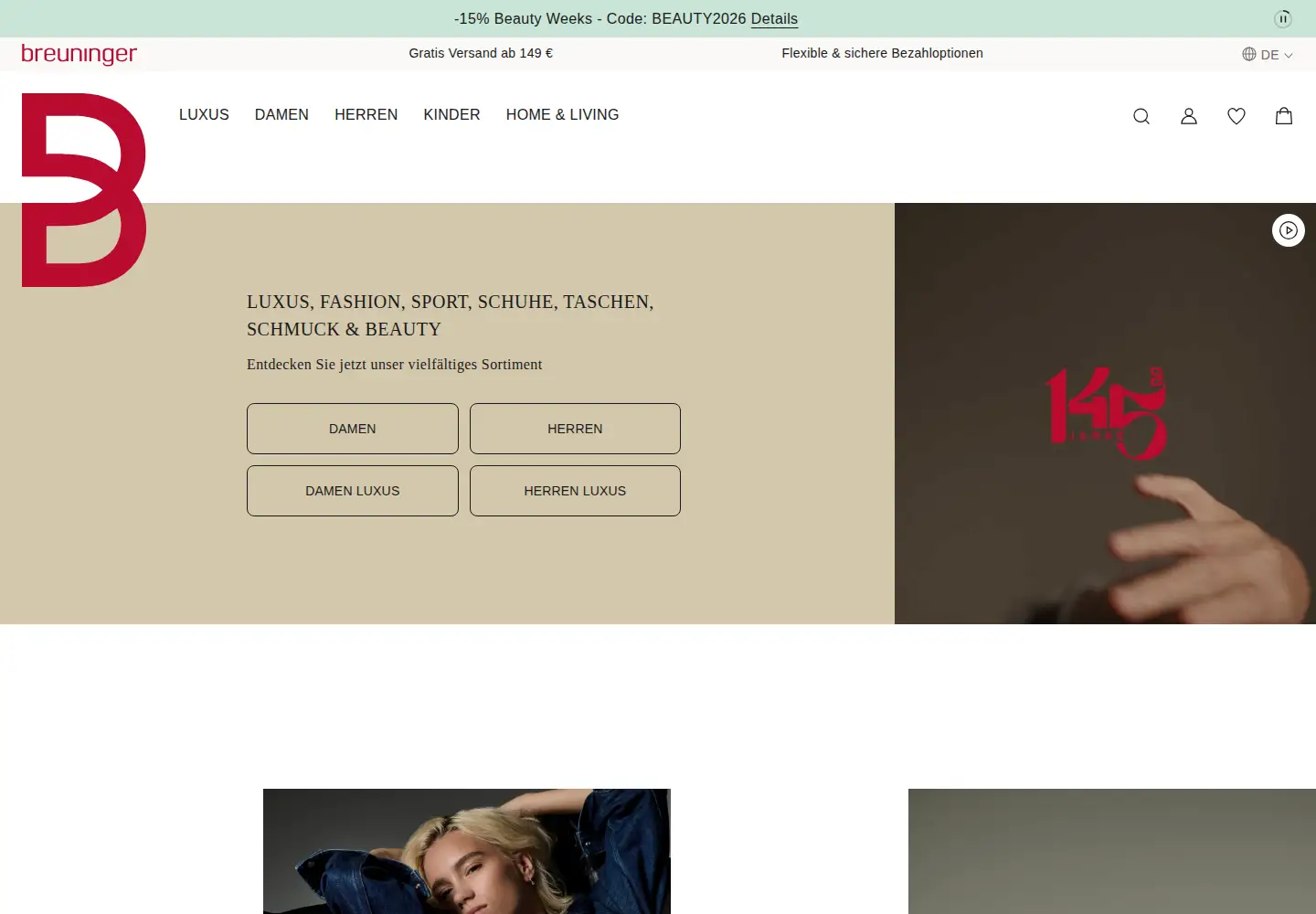 Screenshot of breuninger.com