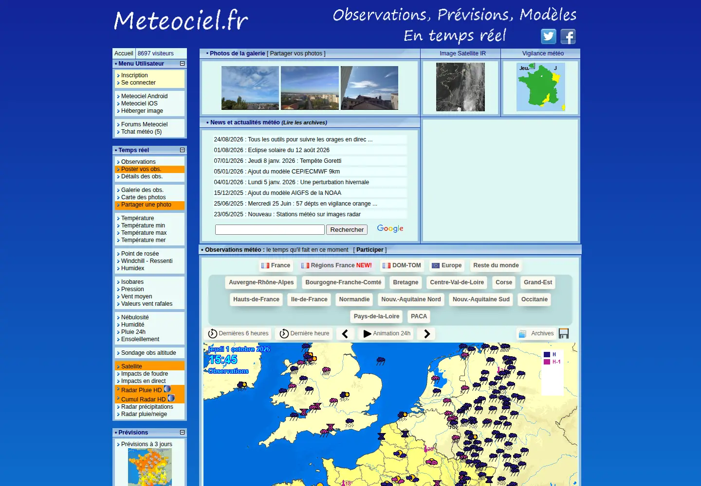 Screenshot of meteociel.fr