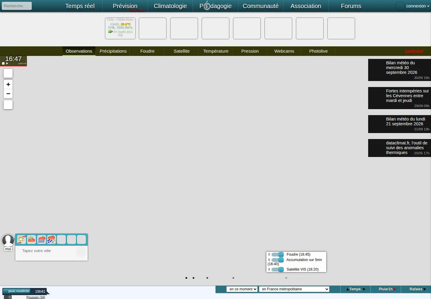 Screenshot of infoclimat.fr