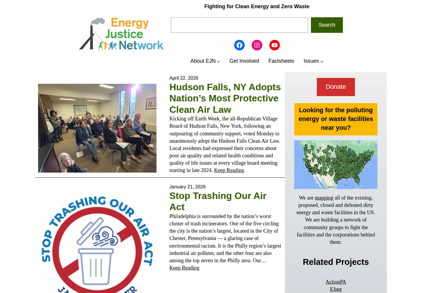 Screenshot of energyjustice.net