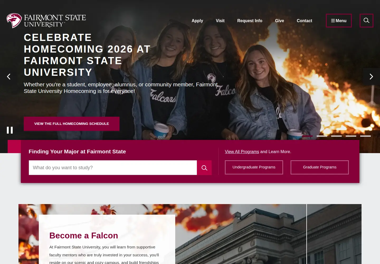 Screenshot of fairmontstate.edu