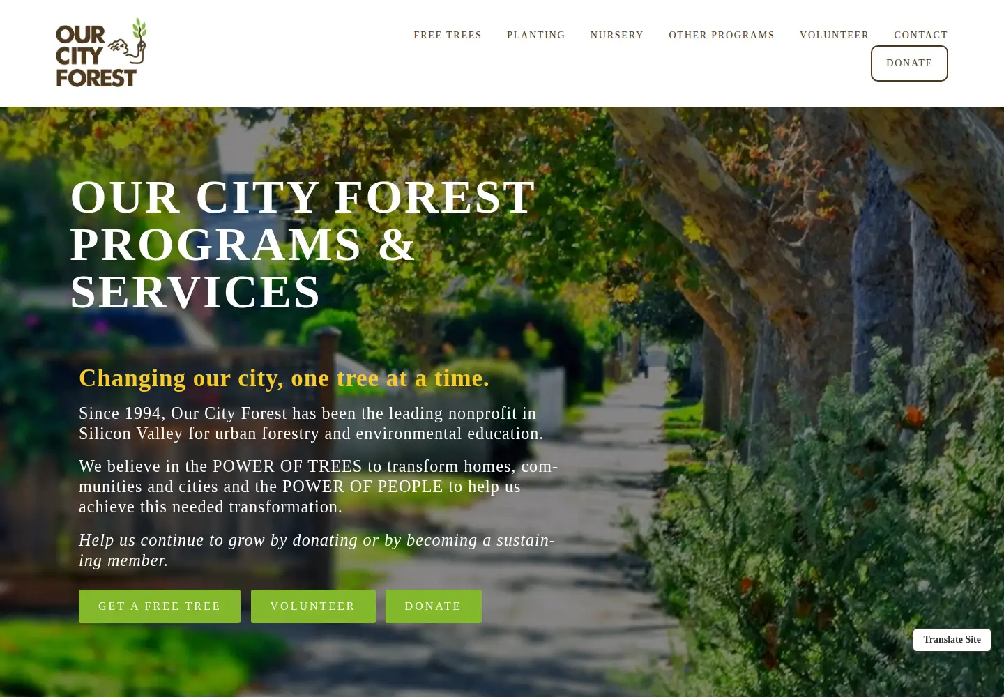 Screenshot of ourcityforest.org