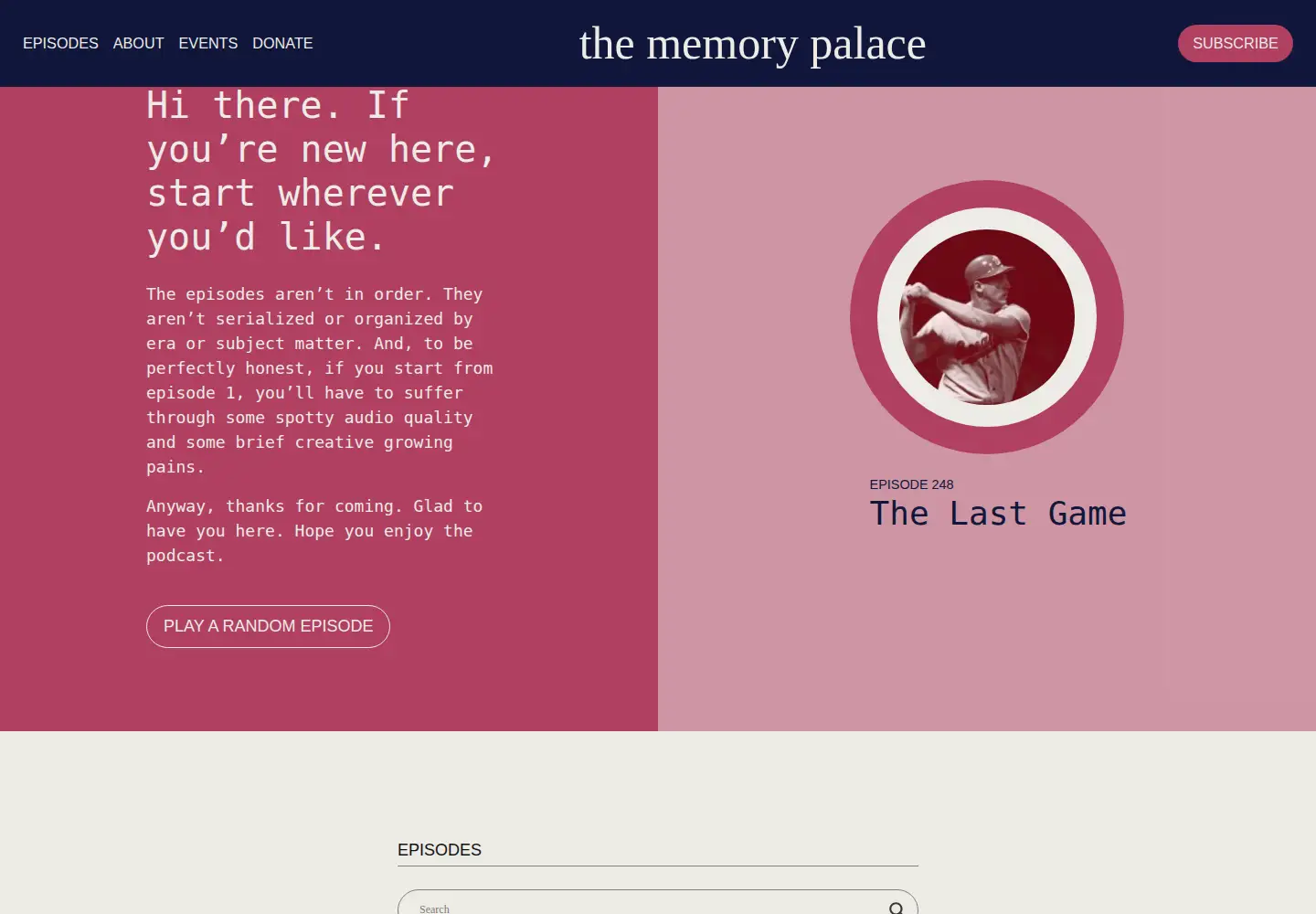 Screenshot of thememorypalace.us