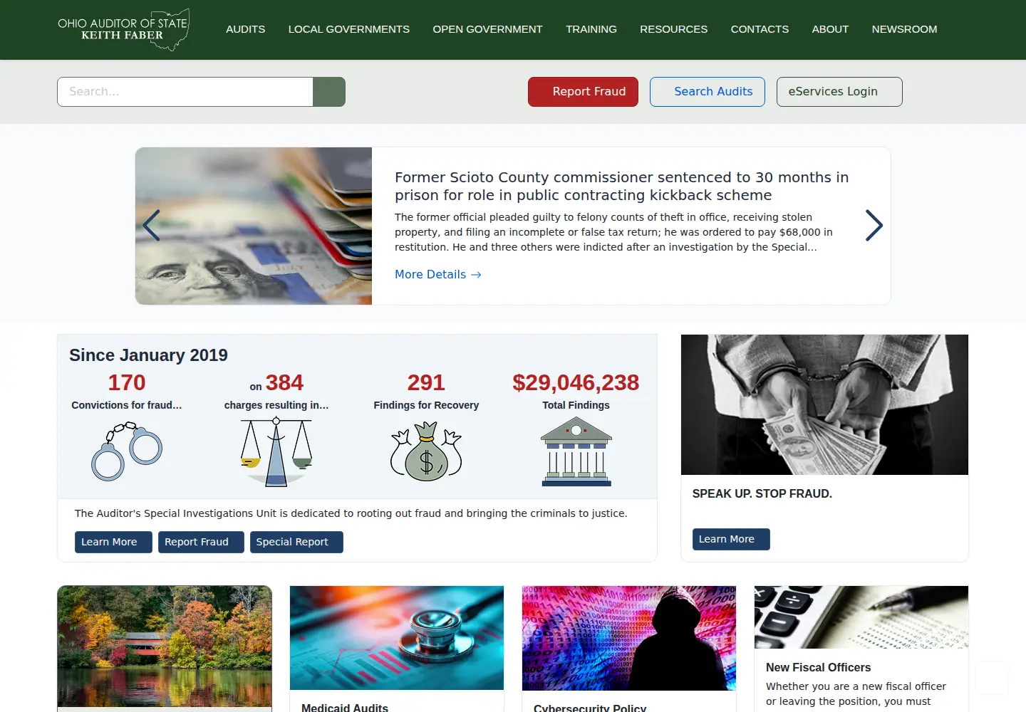 Screenshot of ohioauditor.gov