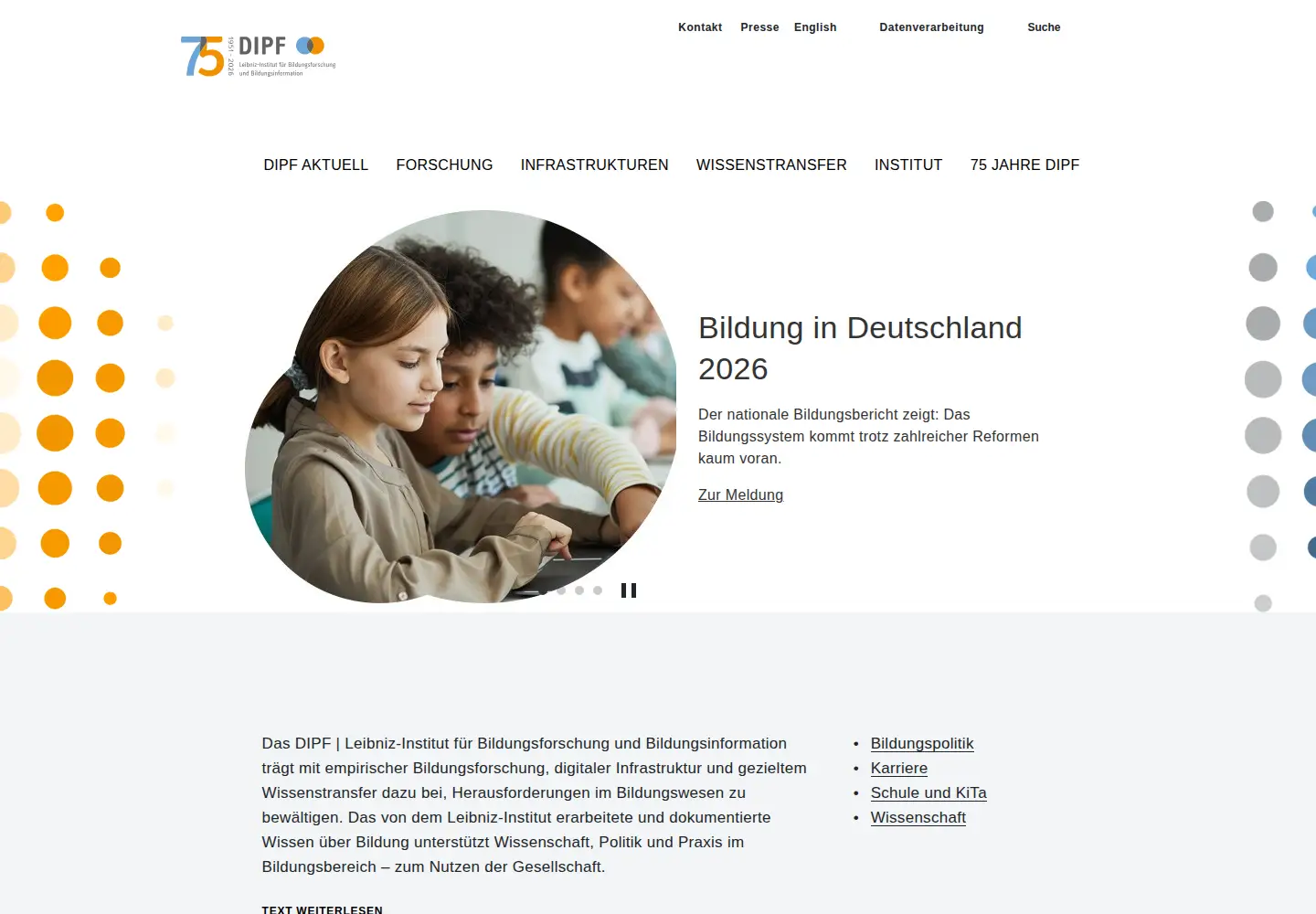 Screenshot of dipf.de