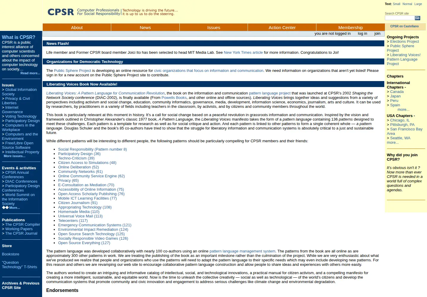 Screenshot of cpsr.org