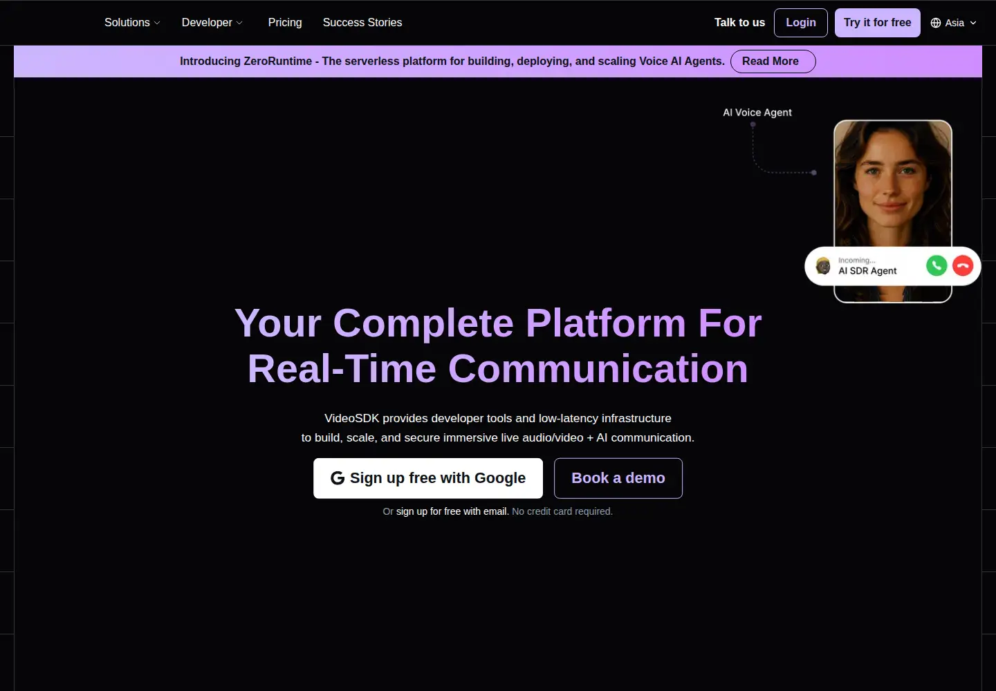 Screenshot of videosdk.live