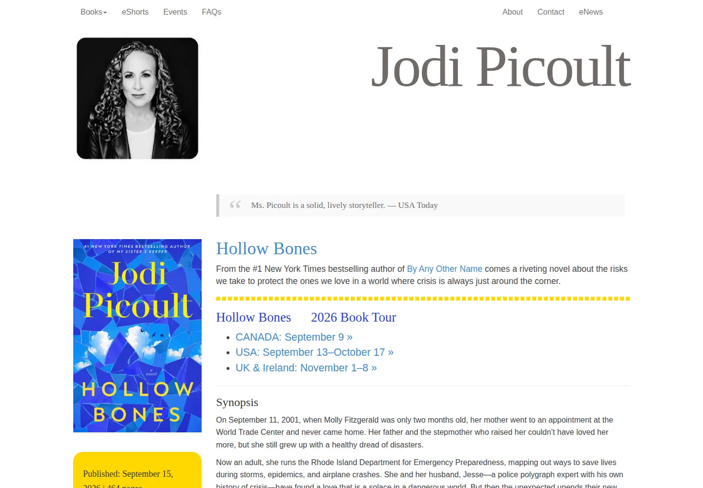 Captured homepage of jodipicoult.com in the current scan