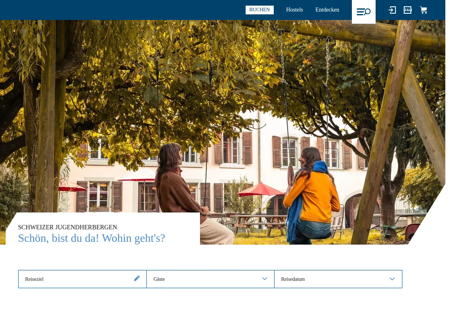 Screenshot of youthhostel.ch