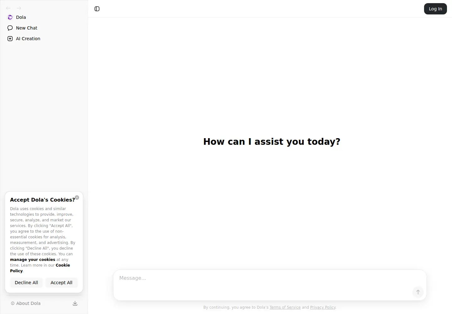 Screenshot of dola.com