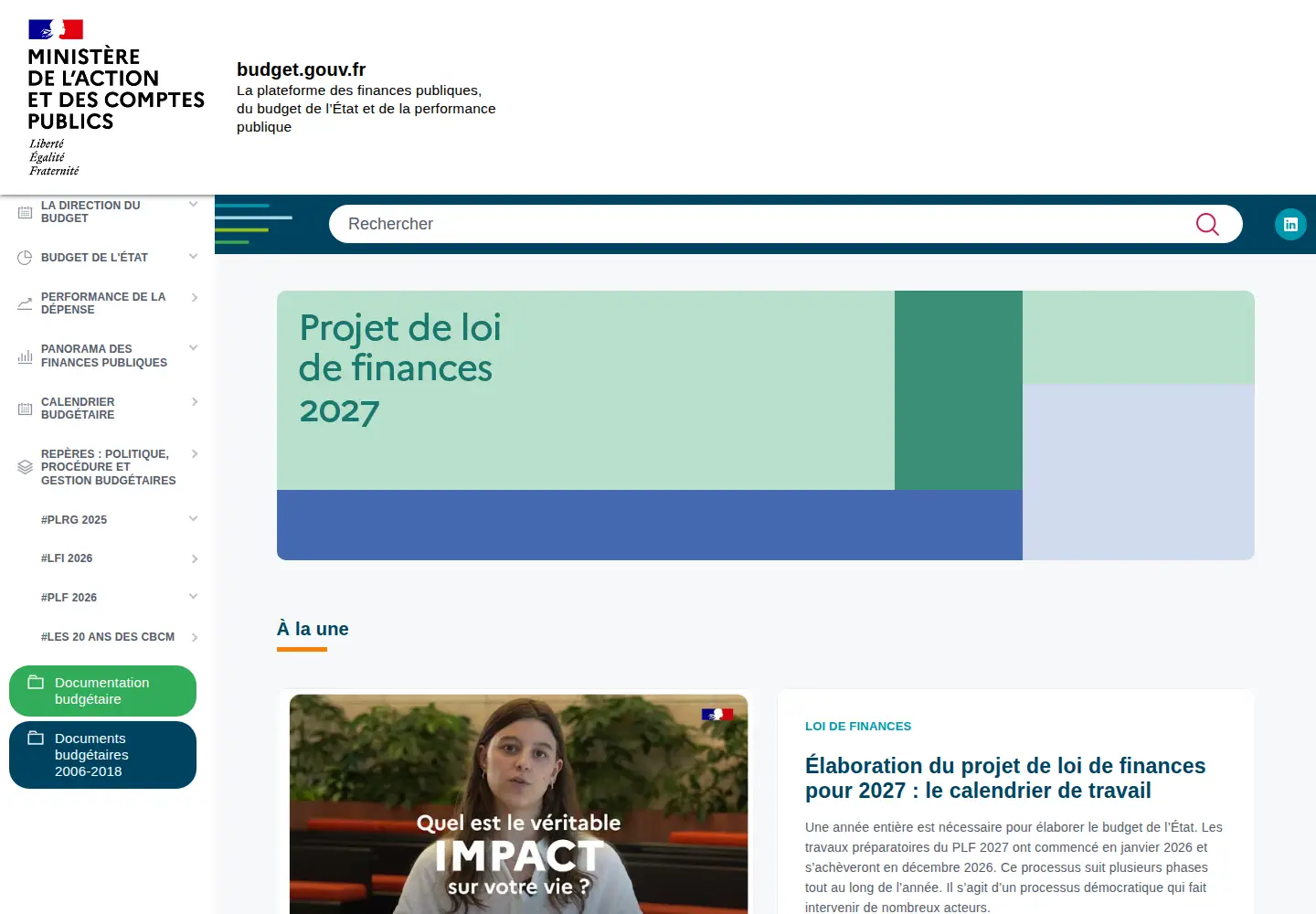 Screenshot of budget.gouv.fr