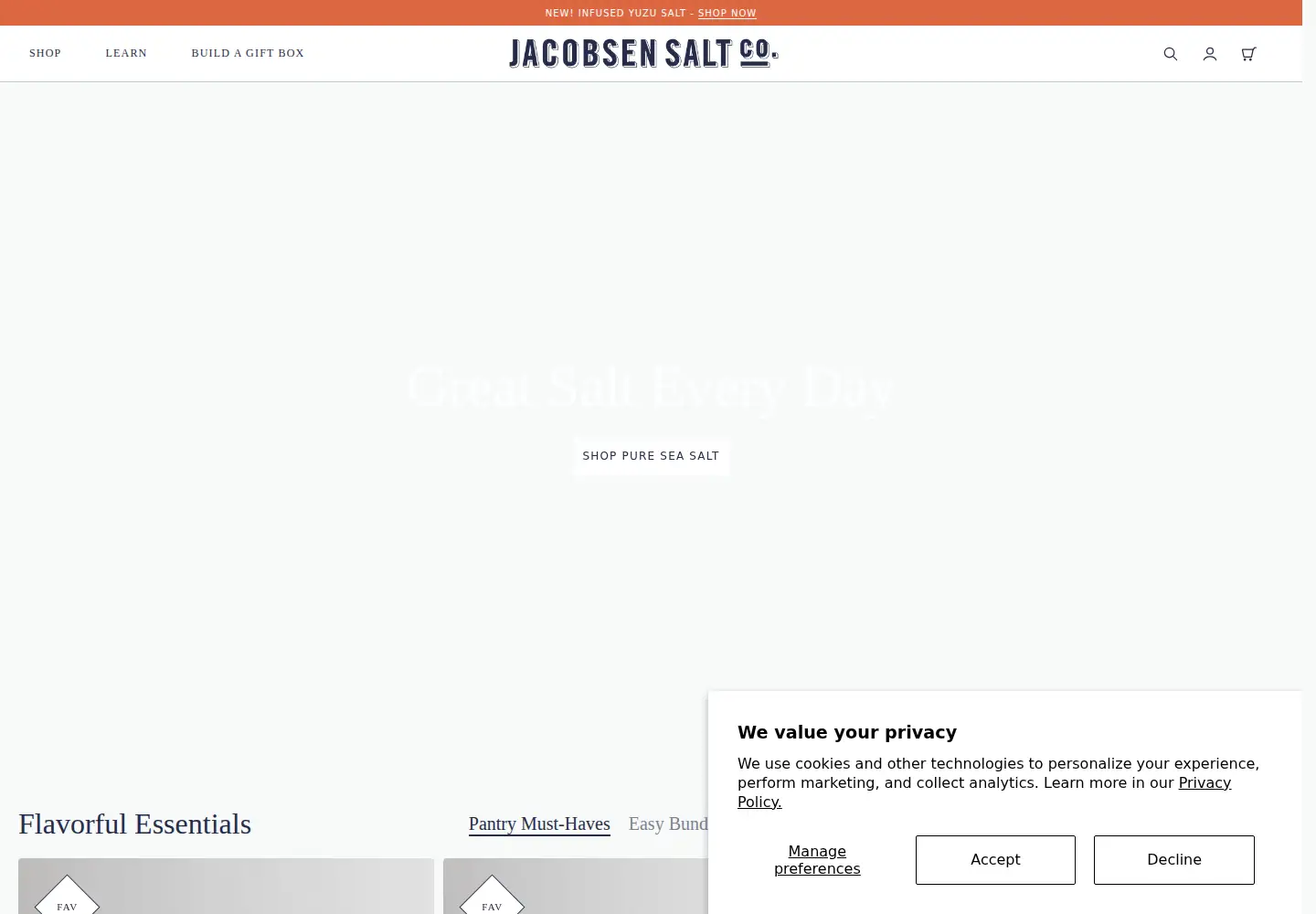 Screenshot of jacobsensalt.com
