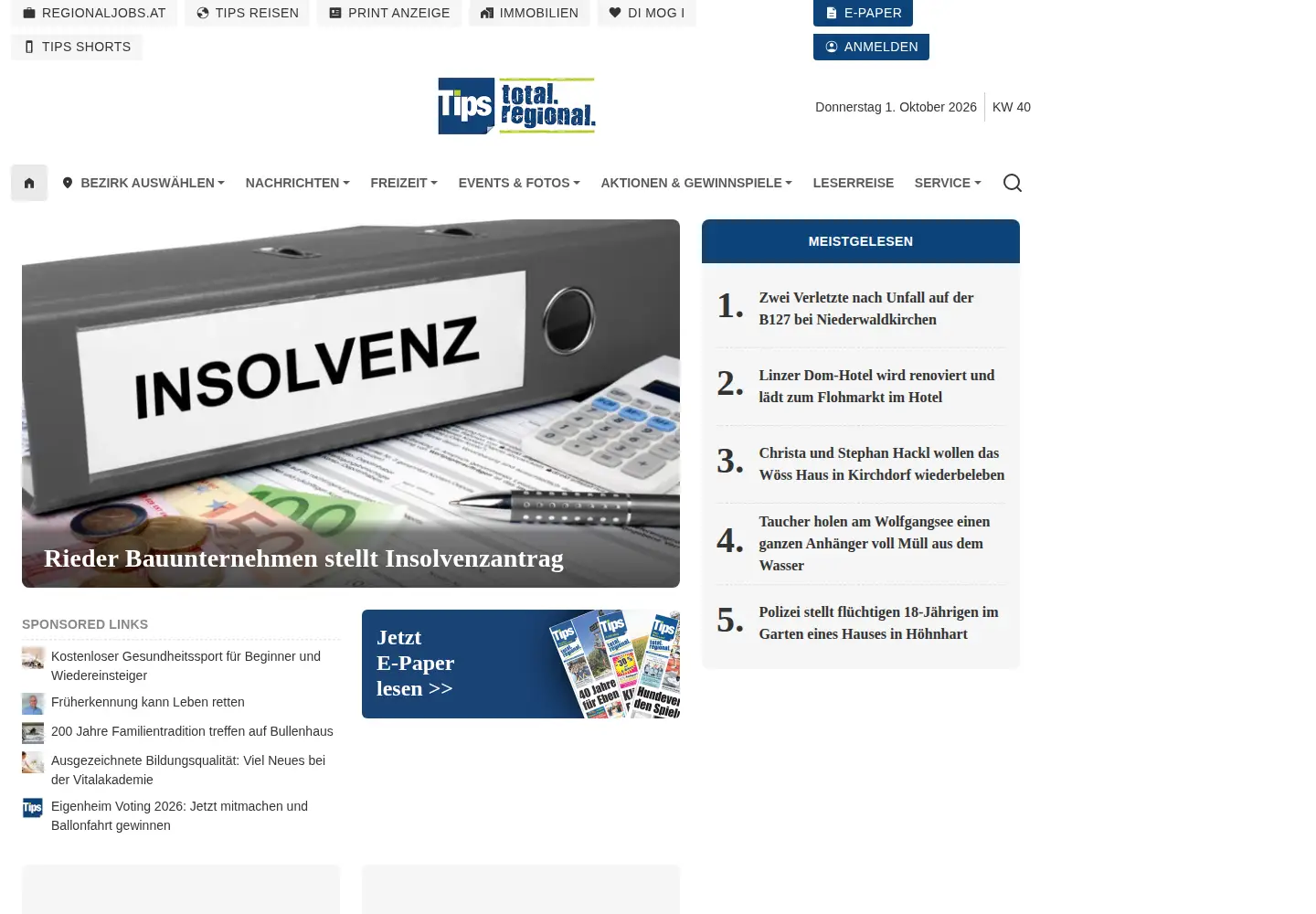 Screenshot of tips.at