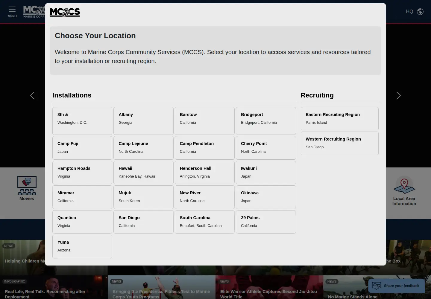 Screenshot of usmc-mccs.org