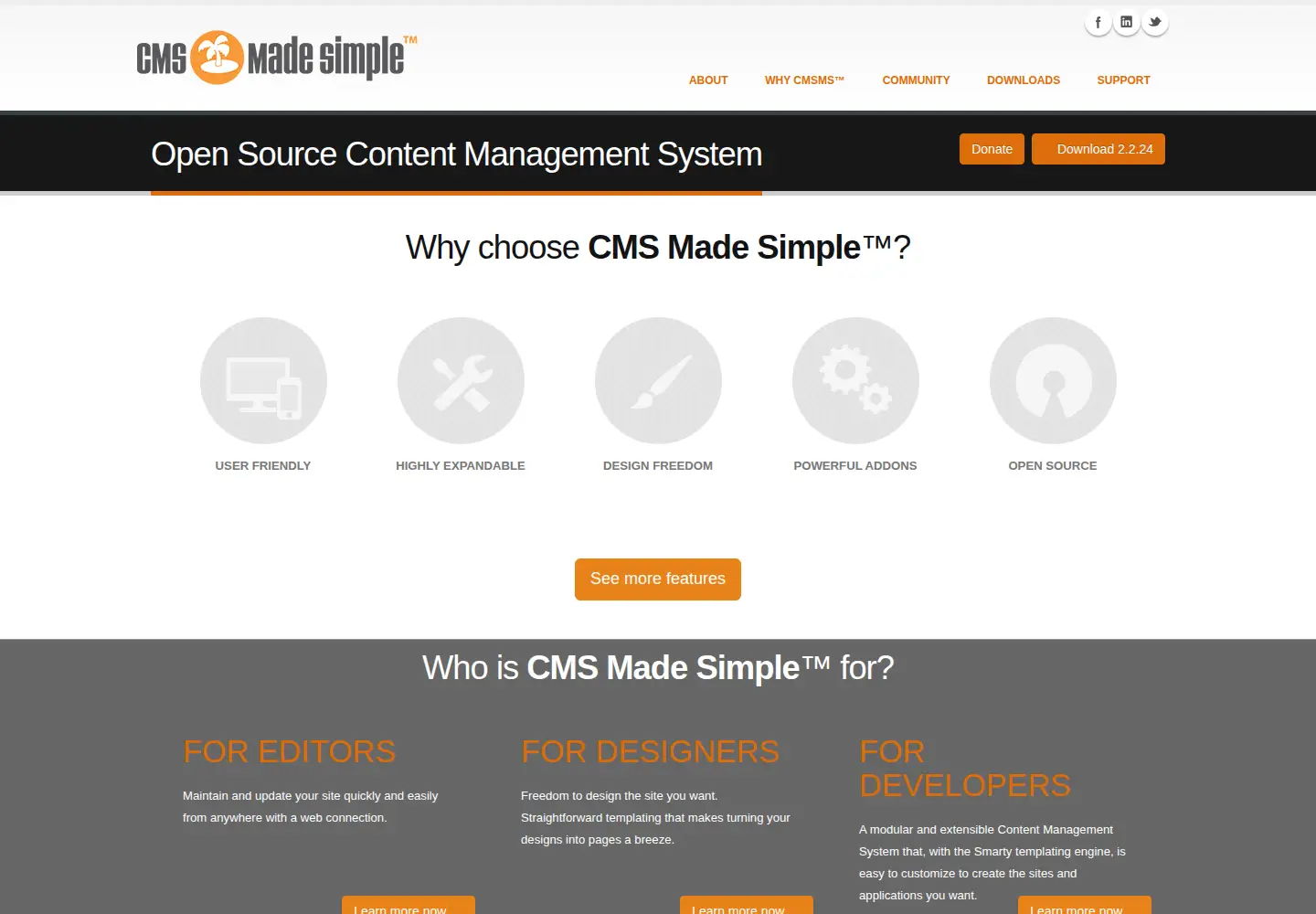 Screenshot of cmsmadesimple.org