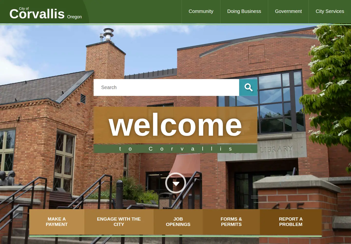 Screenshot of corvallisoregon.gov