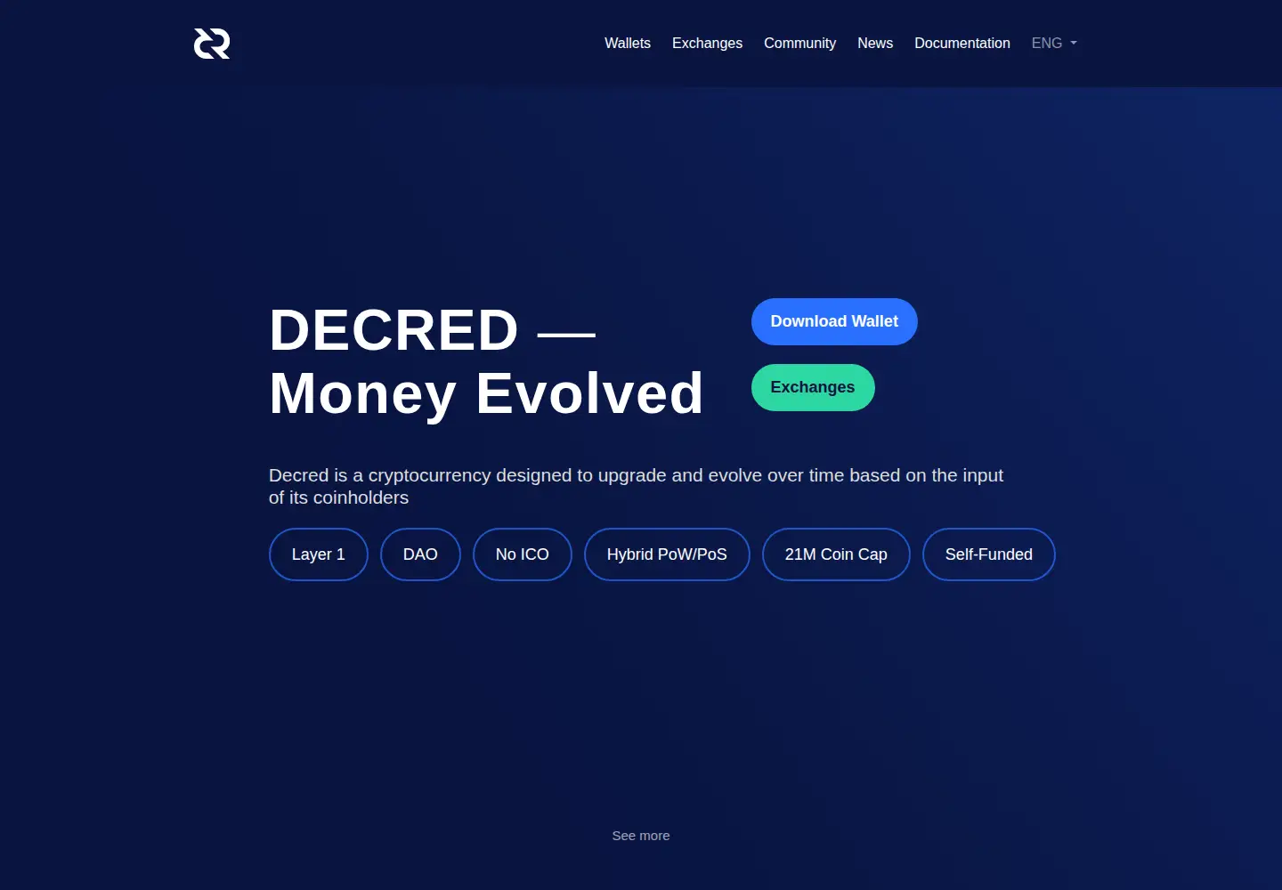 Screenshot of decred.org