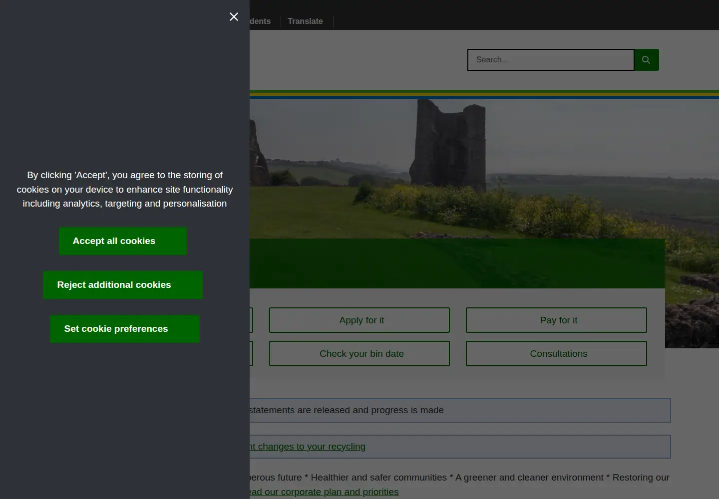 Screenshot of castlepoint.gov.uk