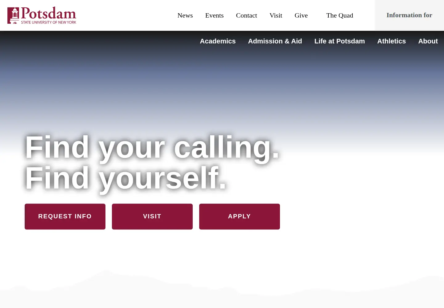 Screenshot of potsdam.edu