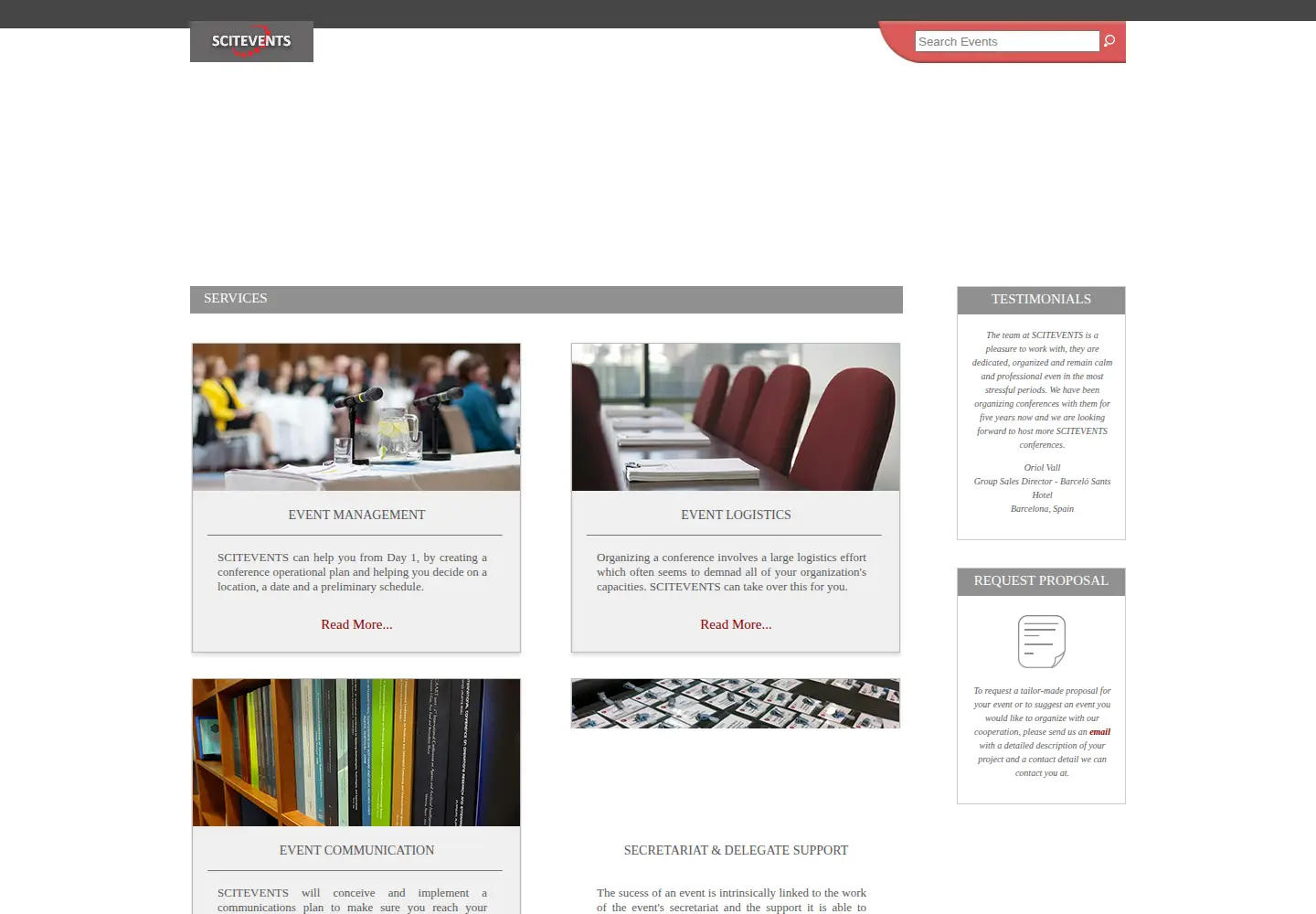Screenshot of scitevents.org