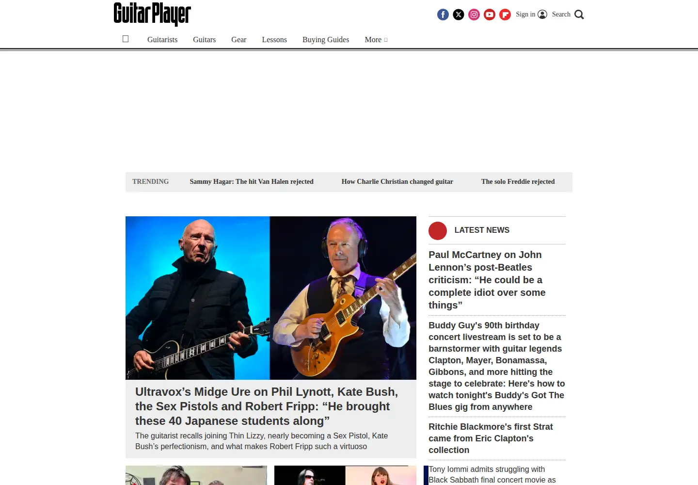 Screenshot of guitarplayer.com