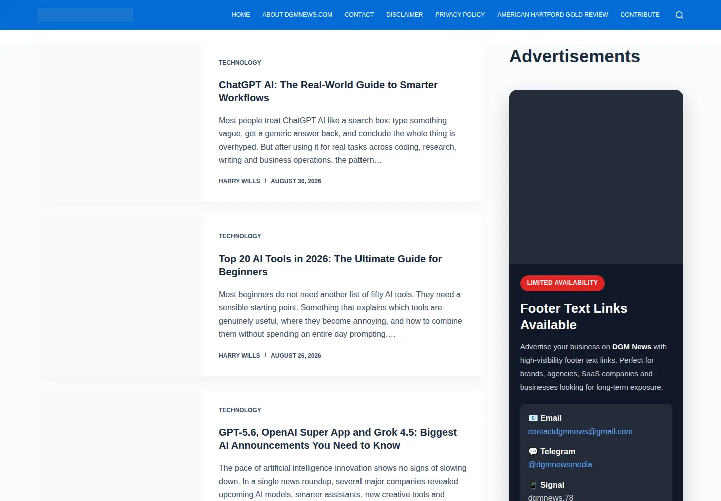 Screenshot of dgmnews.com