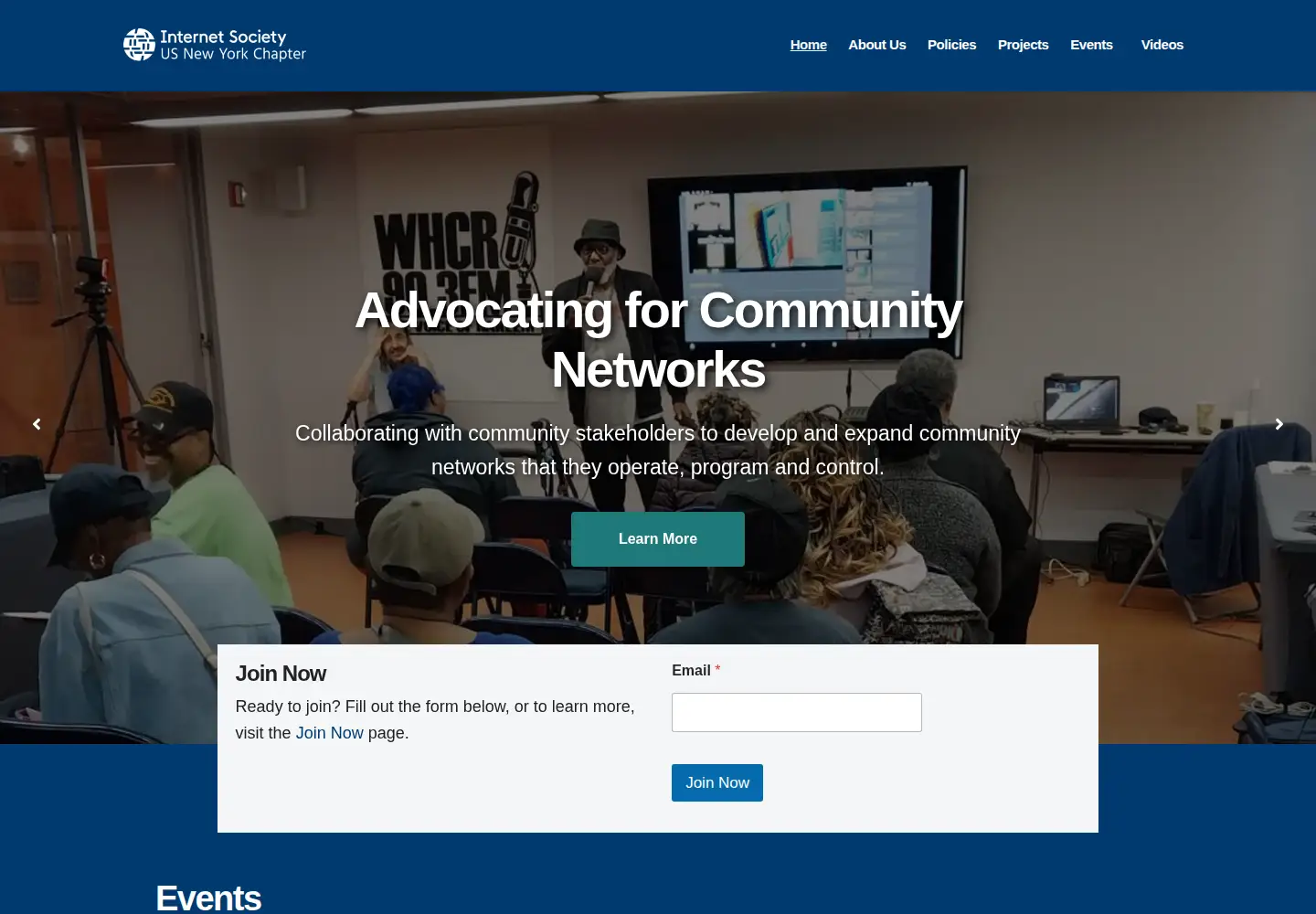 Captured homepage of isoc-ny.org in the current scan