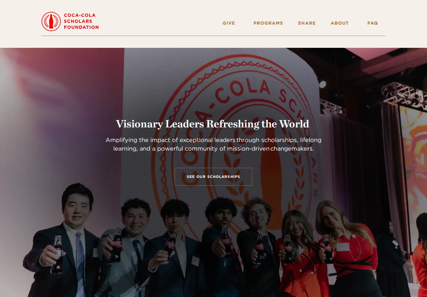 Screenshot of coca-colascholarsfoundation.org