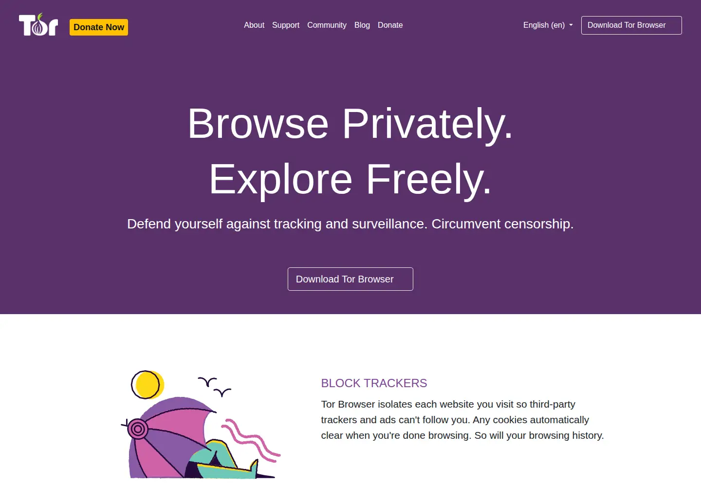 Screenshot of torproject.org