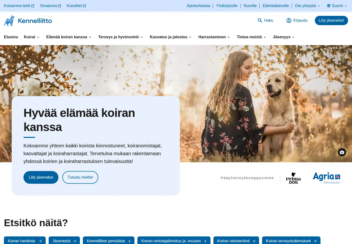 Screenshot of kennelliitto.fi