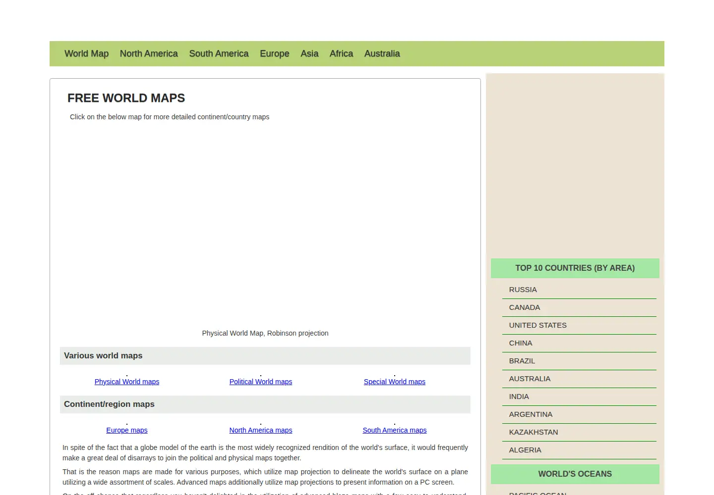 Screenshot of freeworldmaps.net
