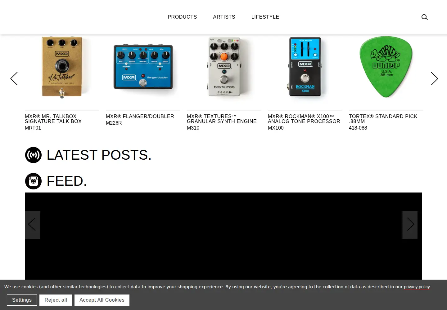 Screenshot of jimdunlop.com