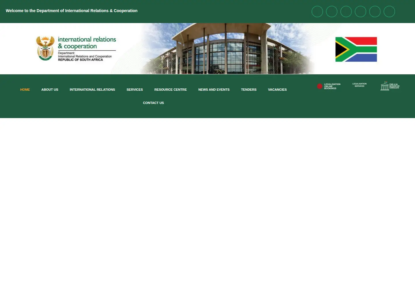 Screenshot of dirco.gov.za