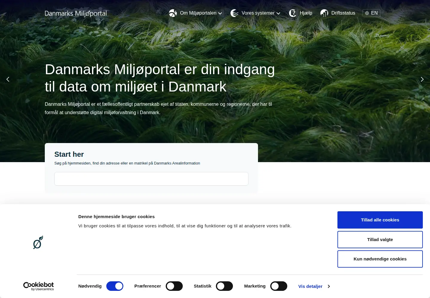 Screenshot of miljoeportal.dk