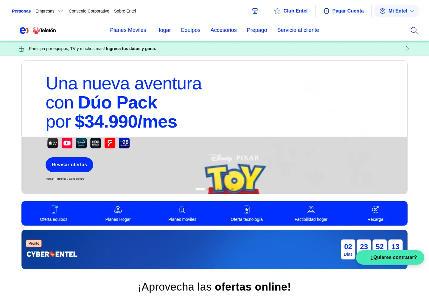 Screenshot of entel.cl